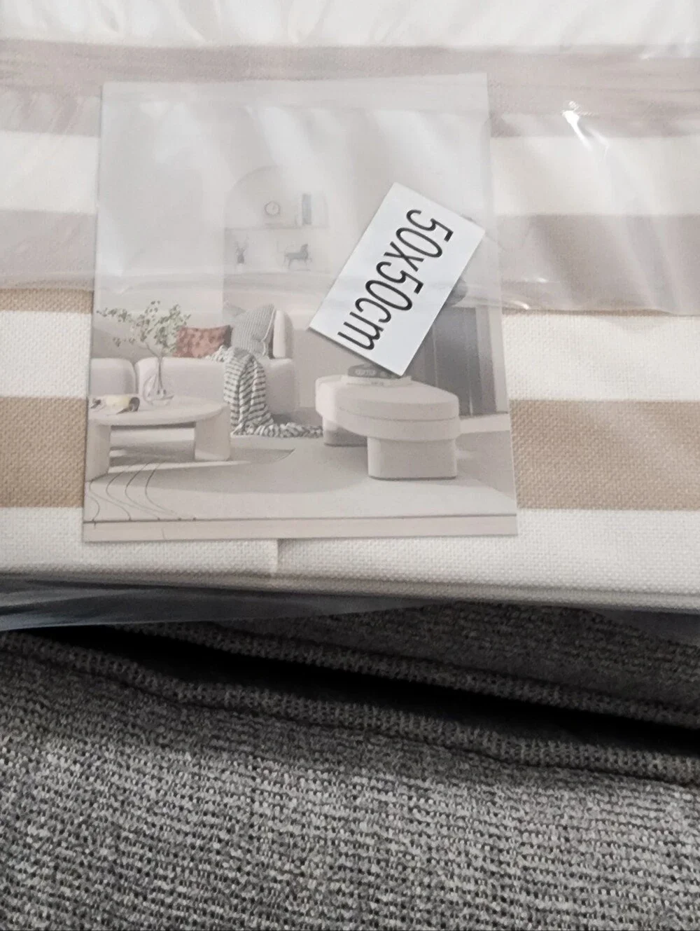 Taupe and White Striped/Chevron Pillow Cushion Covers - Pack Of 4